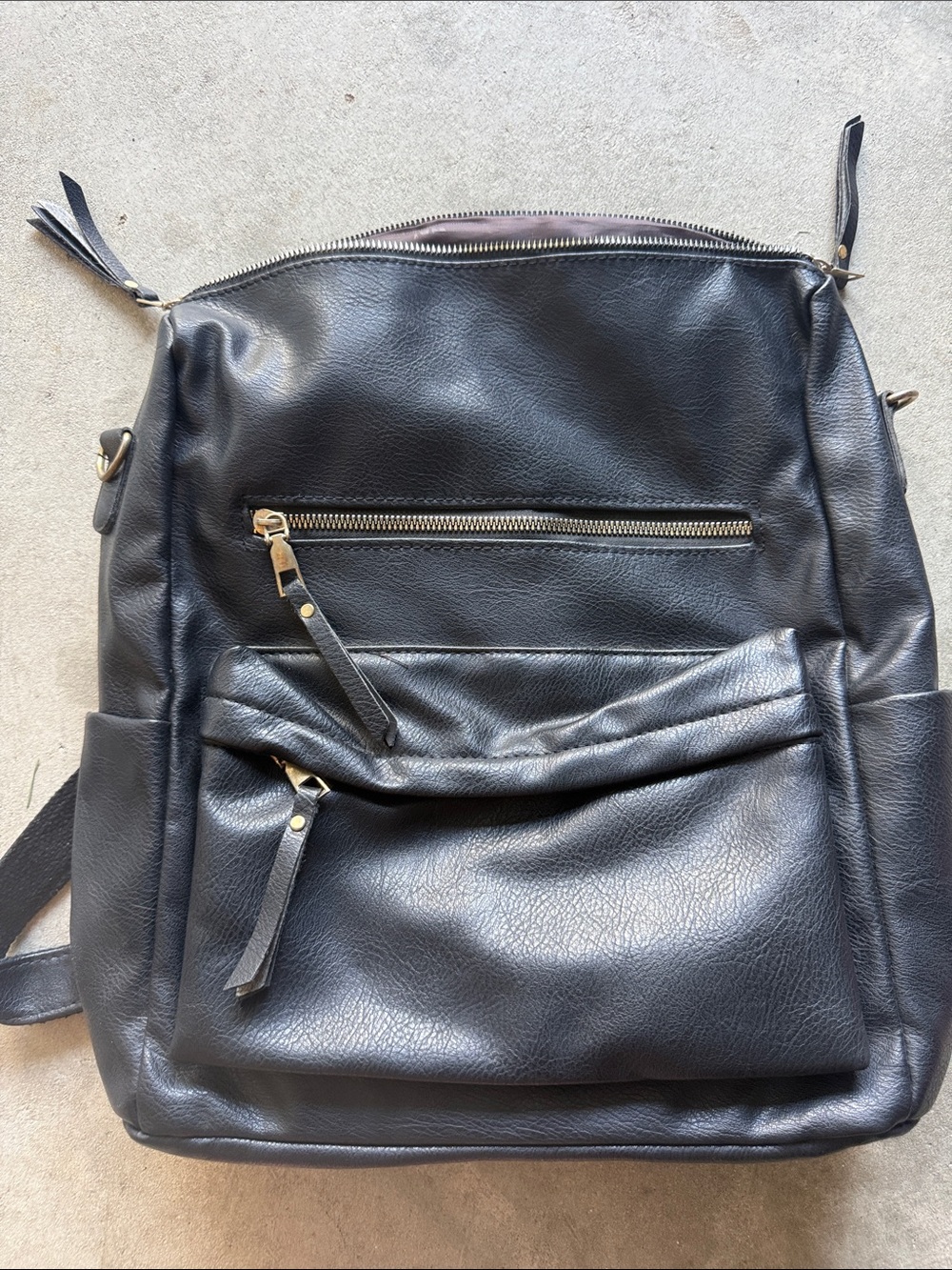 Everyday Black Faux Leather Women's Backpack - Sleek Organizer
